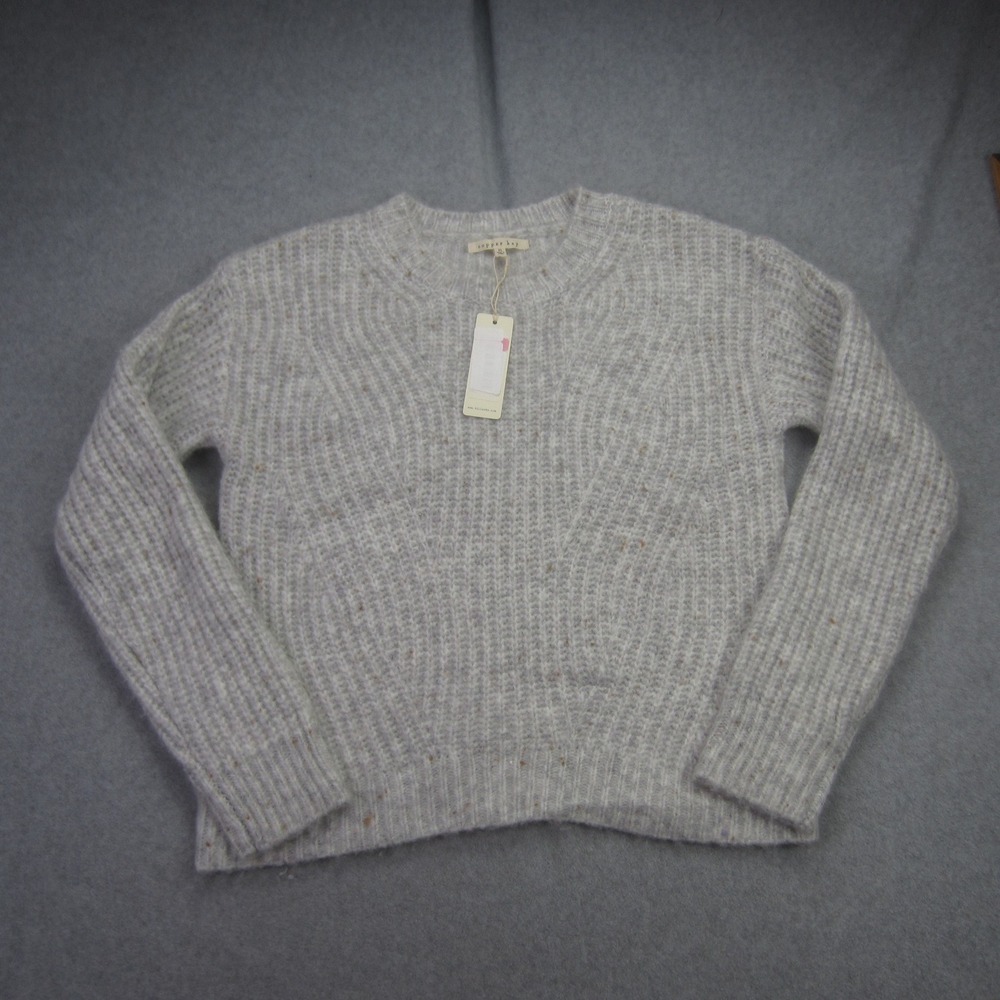 Copper Key Sweater Women Medium Gray Knit Speckled Long Sleeve Pullover Crewneck